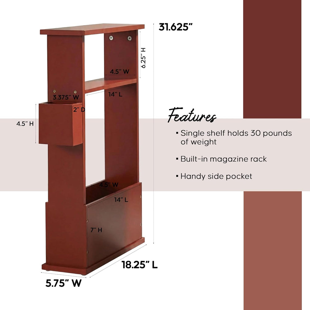 Kings Brand Furniture Narrow Side Table with Storage Shelf, Slim End Table wi...