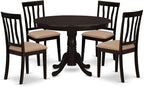 East West Furniture HLAN5-CAP-C 5 Piece Kitchen Table Set for 4 Includes a Round Dining Table with Pedestal and 4 Linen Fabric Dining Room Chairs, 42x42 Inch, Cappuccino