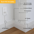 D-Line Half Round Cord Hider, Patented Cable Cover, Hide TV Wall Mount Wires, Raceway for Cords, Decorative Wire Covers, Paintable, Adhesive Cable Concealer, 10x 0.78in W x 0.39in H x 15.7in L, White
