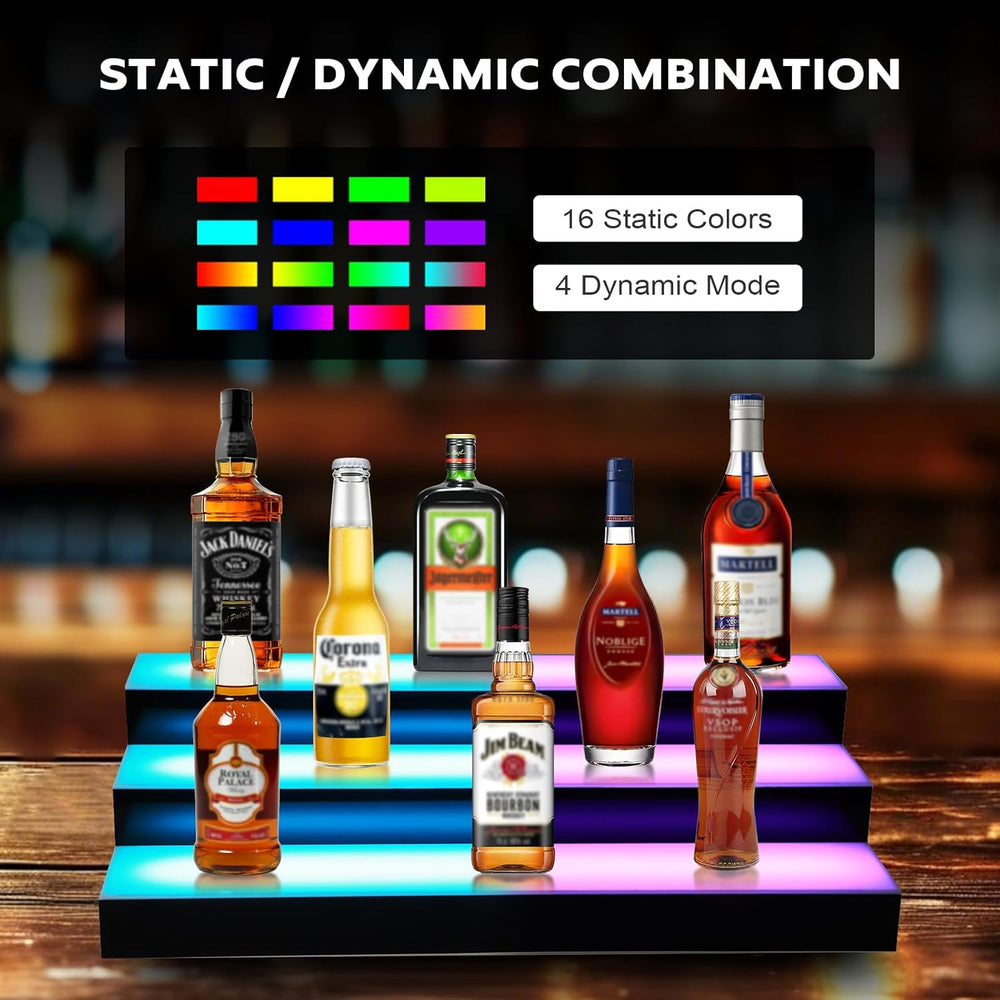 Dollate 3-Tier 24 Inch LED Liquor Bottle Display Shelf, Tabletop Wine Rack, 1...