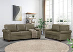 Faux Leather Sofa,82" W Mid Century Modern Couch with Storage Place,Oversized 3 Seater Sofa with Nailhead Trim&Rolled Armrests,Deep Seat Comfy Couch for Living Room,Bedroom,Apartment,Office(Taupe)