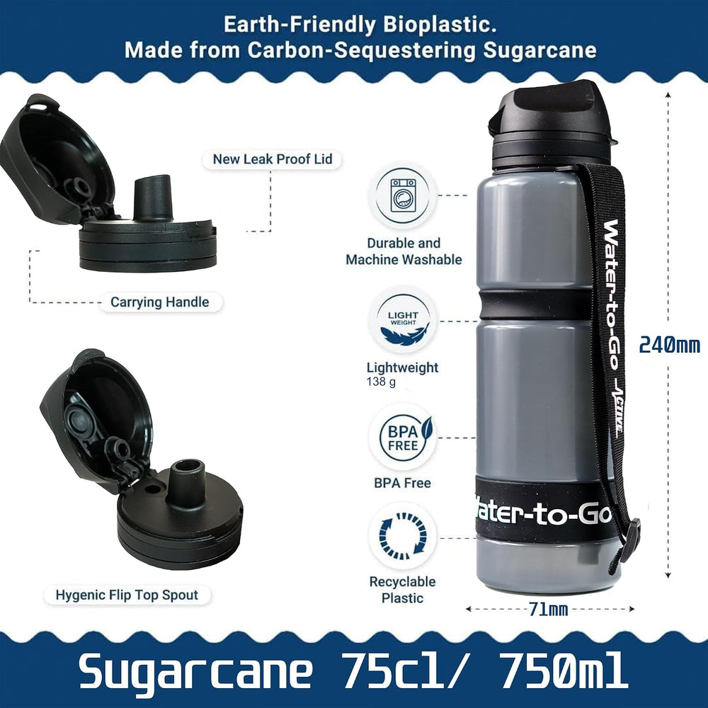 Water-to-Go Active Water Purifier Bottle, 26oz (White)