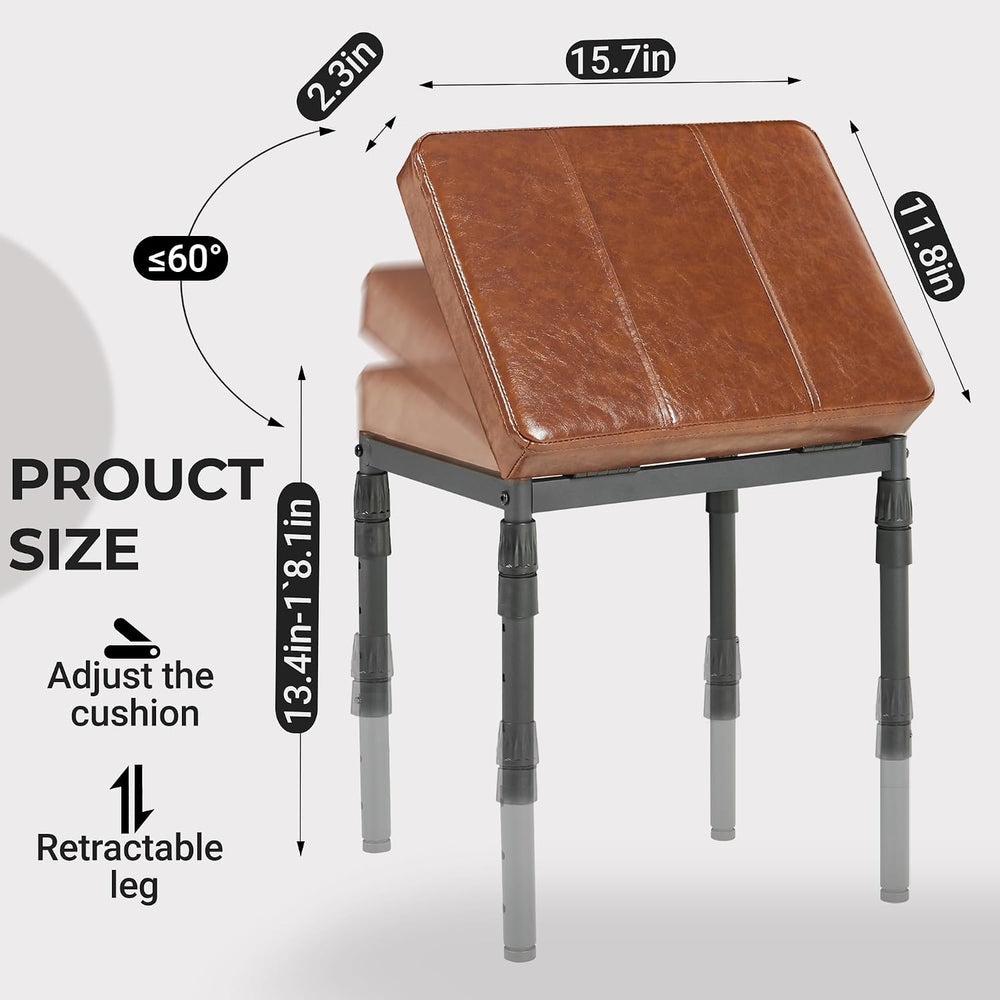 TIOPGHAD Adjustable Ottoman Pouf, 60 Degree Tilt, Brown Synthetic Leather | 4...