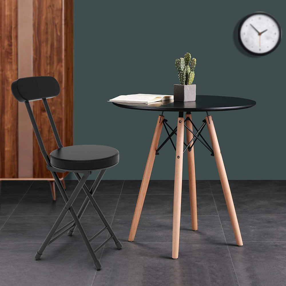 Folding Stool,Cushioned Padded Folding Stool 18.1 inch,Black Portable Heavy D...