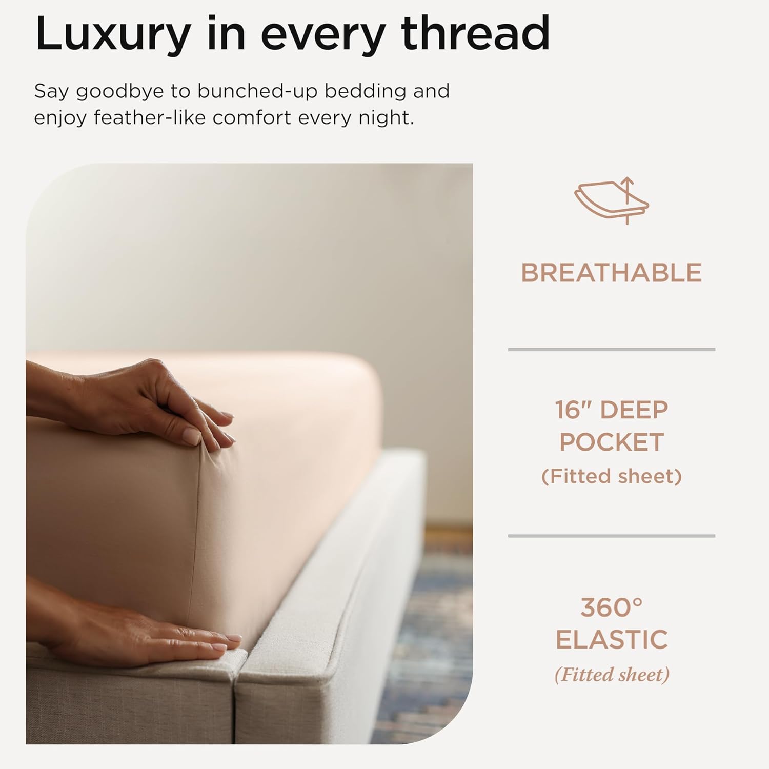 Threadmill Twin Sheet Set |656 Thread Count 100% Supima Cotton Sheets for Twin Mattress | Solid Sateen Twin Bed Sheets Set | 16” Deep Pocket | Soft Breathable 3-Piece Cooling Sheet Set | Beige Sheets