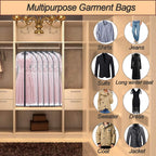 Garment Bags for Hanging Clothes 24'' x 60'' (Set of 6) Coat Covers for Closet Foldable Washable Dress Bags for Hanging Clothes for Long Dress Dance Costumes Suits Gowns Coats