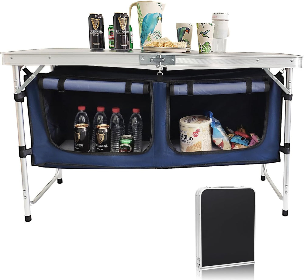 Camp Field Camping Folding Aluminum Table with Adjustable Legs for Outdoor Tr...