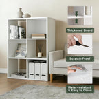 6-Cube Storage Organizer Shelf, Open Cube Bookshelf, Reversible Bookcase, Modern Sturdy Storage for Living Room, Bedroom, Entryway, Home Office, White