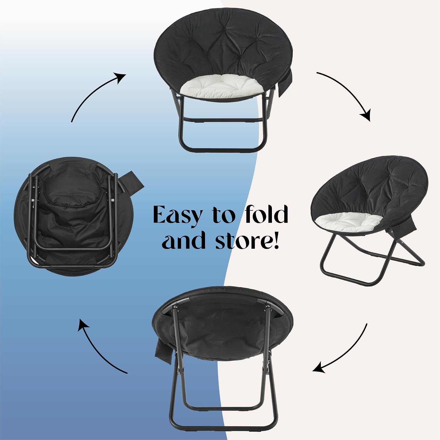 Urban Lifestyle Colorblock Micromink Saucer™ Chair with Black Legs, Black/White