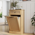 Tilt Out Laundry Hamper Cabinet,10 Gallon Laundry Cabinet with Drawers ＆ Hidden Baskets, Farmhouse Storage Basket for Laundry Room, Bathroom, Kitchen, Wood