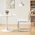 3-Piece 23.6" Round Dining Table Set for 2 with Upholstered Chairs – Space-Saving Modern Small Kitchen Cafe Bistro Set(White Velvet Chair)