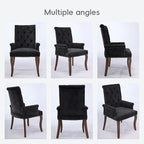 Upholstered Tufted Chenille Dining Chairs with Arms & Nailhead Trim – Solid Wood Frame & Legs, Modern Farmhouse for Dining, Kitchen & Living Room (Set of 2, Charcoal Gray)