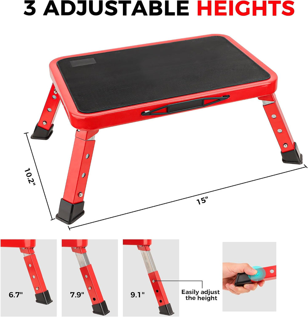 Safety RV Steps Stool, Folding Adjustable Step Stool, Max 500LBS