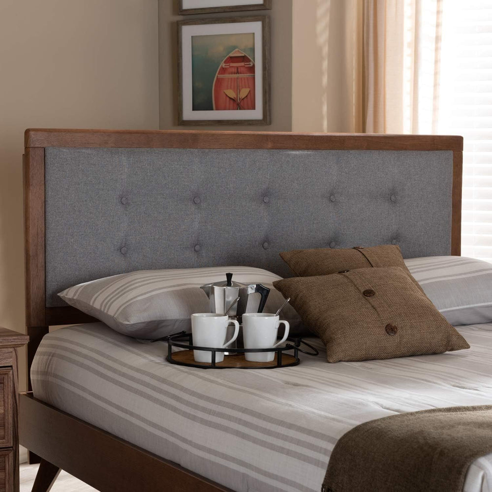 HomeStock Upholstered Headboard, Walnut Brown, Wall Mount, Mid-Century Modern...