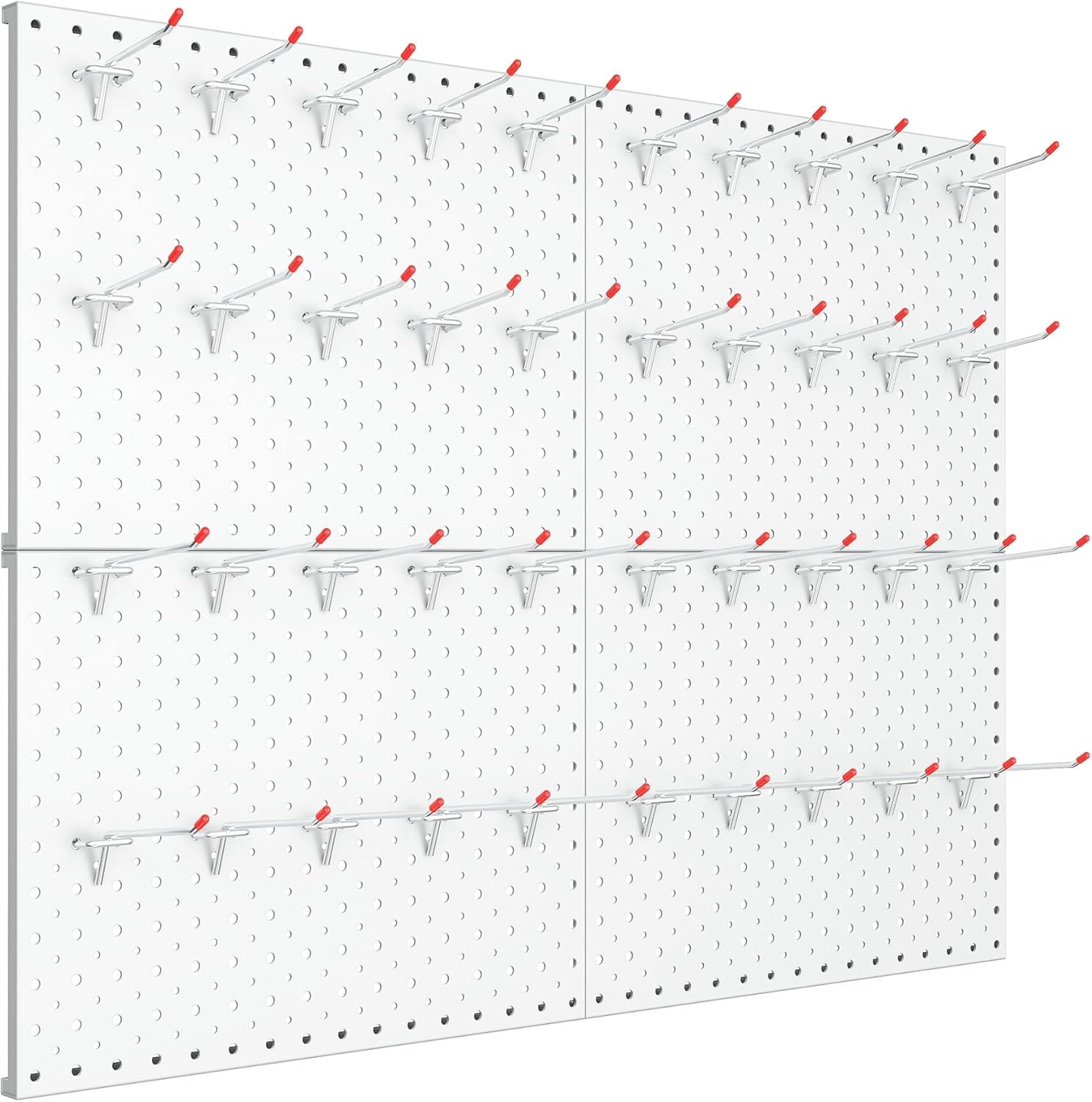TORACK Metal Pegboard Panels and Hooks for Garage, Workbench, Shop, Shed Tool Organizer Peg Board with 1/8" & 1/4" Holes, Modular Wall-Mounted Pegboard with Pegboard Hooks(Cream White)