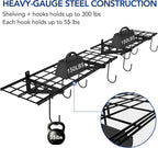 FLEXIMOUNTS Garage Wall Shelving, 2-Pack 1x3 ft, Includes 8 Bike Hooks, Wall Shelf Garage Organization System w/Bike Hangers, Storage Rack, Floating Shelves, 300 lbs Weight Capacity, Classic Series