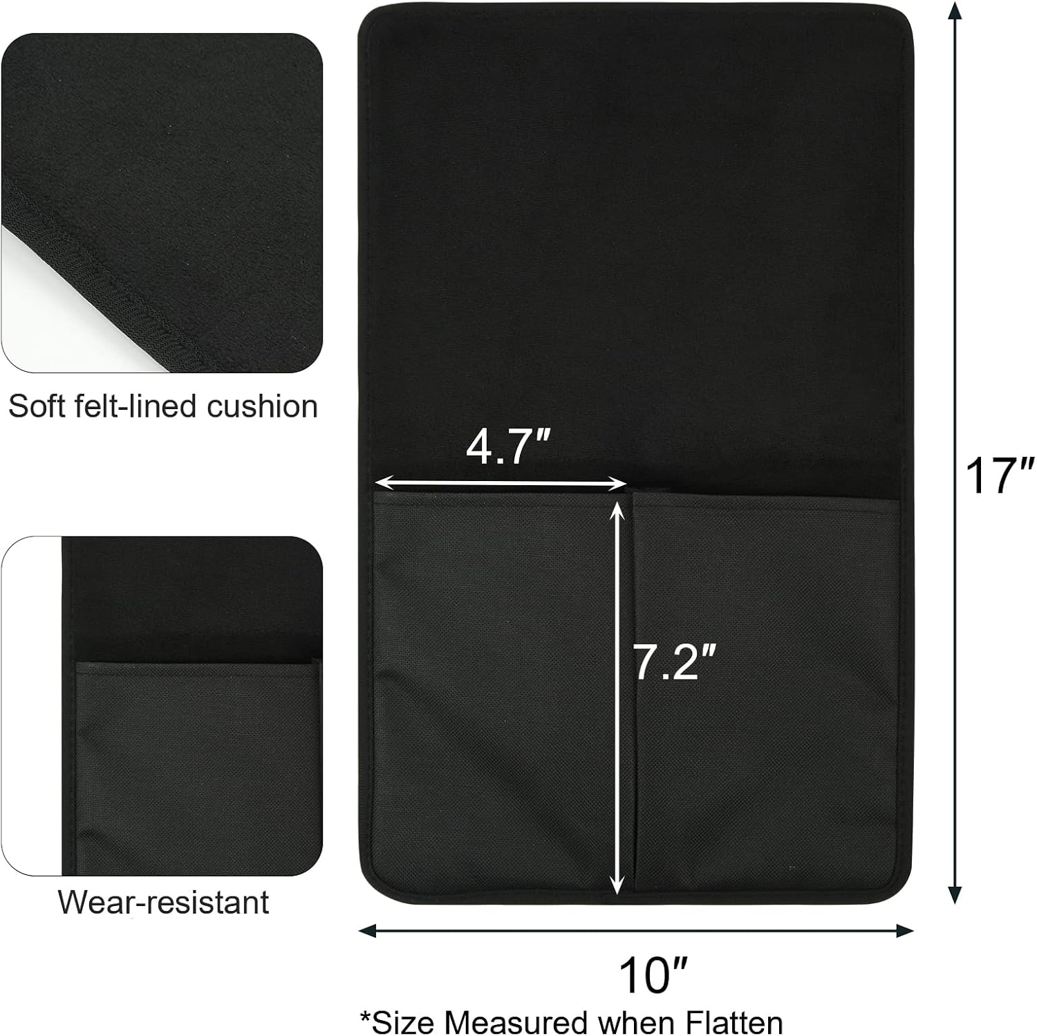 Cosmos Chair Armrest Side Organizer Bedside Caddy Organizer Wheelchair Side Storage Bag Bedside Remote Holder Water Bottle Cell Phone Holder for Couch Recliner Sofa Wheelchair, 10 inches Wide