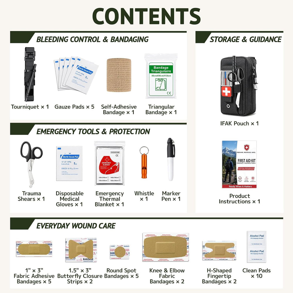 IFAK Trauma First Aid Kit with Tourniquet, Compact Bleeding Control Kit MOLLE...