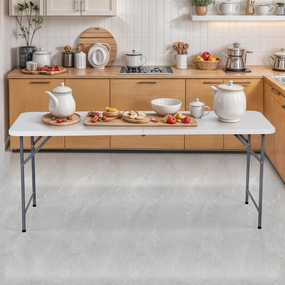 ZenStyle 6 ft Folding Table - 71"x27" Rectangular Portable Plastic ...