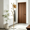Coat Rack Freestanding, Artistic Tree-Shaped Gold Metal Hall Tree with Heavy-Duty Marble Base, Elegant Corner Garment & Purse Tree with 8 Rounded Hooks for Entryway, Bedroom, Office