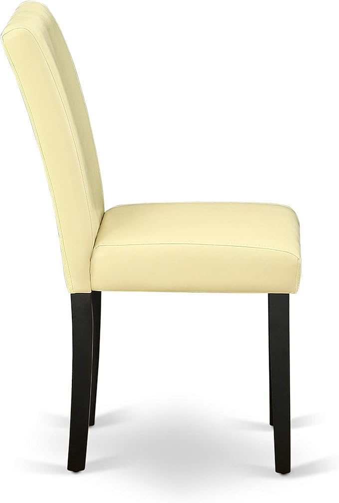 East West Furniture DUAB7-BLK-73 7 Piece Kitchen Table & Chairs Set Consist of a Rectangle Dining Room Table and 6 Eggnog Faux Leather Upholstered Chairs, 36x60 Inch, Black