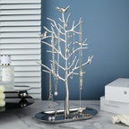 MORE&LESS Branch Jewelry Rack with metal tray,Luxury color,Tree Tower Rack Hanging Organizer for Ring Earrings Necklace Bracelet,Suitable for living rooms, bathrooms,offices,etc.