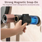 Dyson Hair Dryer Holder Wall Mount, UEMUSI Dyson Blow Dryer Holder for Bathroom, Durable Aluminum Alloy Hair Dryer Wall Mount Hanger Organizer for Dyson Supersonic Magnetic Design with Cord Hook Black