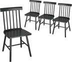HOMCOM Windsor Dining Chairs Set of 4, Farmhouse Wooden Kitchen Chairs with Rubber Wood Frame and Spindle Backrest for Dining Room, Living Room, Black