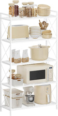 SONGMICS 5-Tier Metal Storage Rack, Shelving Unit with X Side Frames, Dense Mesh, 12.6 x 31.5 x 57.3 Inches, for Entryway, Kitchen, Living Room, Bathroom, Industrial Style, Cloud White UBSC185W01