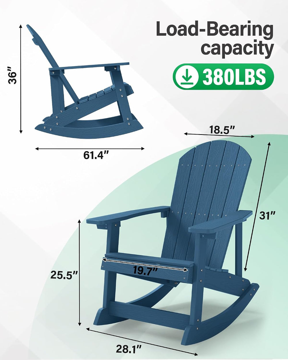 YEFU Outdoor Rocking Chair Set of 2,Adirondack Rocking Chair,Patio Rocker Cha...