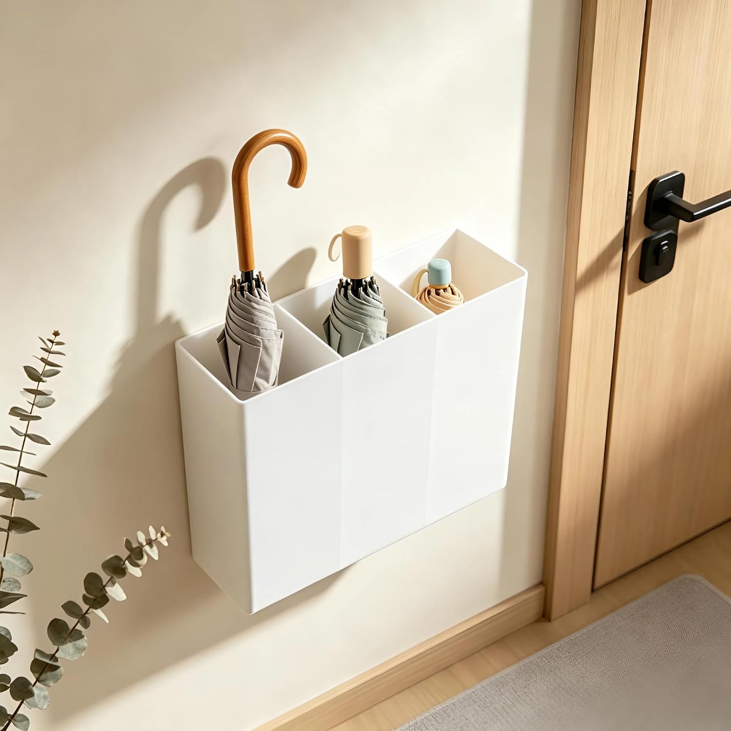 Wall Mounted Umbrella Stand for Entryway Punch Free Design Space Saving Wall Holder