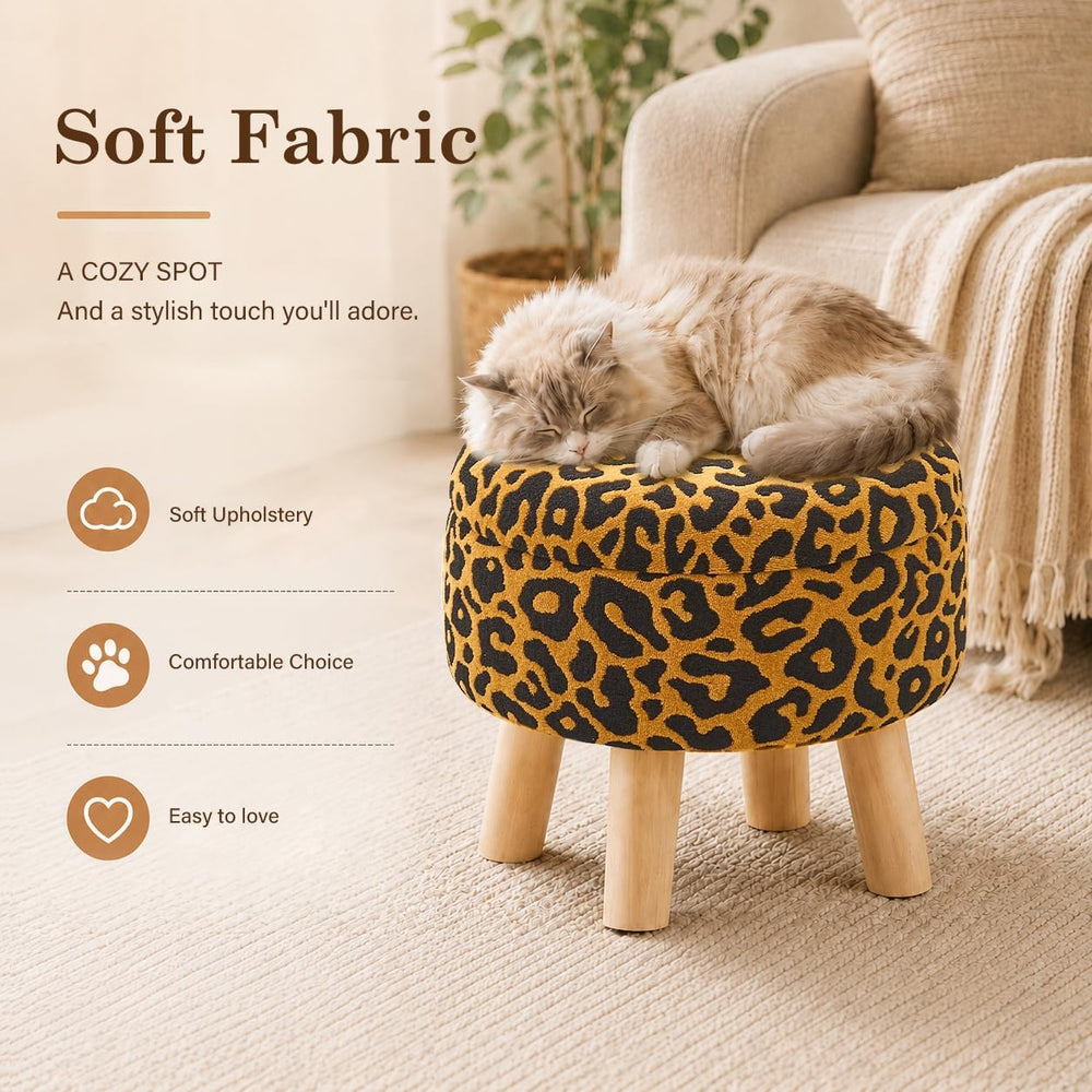 Wimarsbon Storage Ottoman, Modern Round Footrest with Soft Padded Seat, Patte...