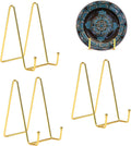 3 Pack 8 Inch Plate Stands for Display, Plate Holder Display Stand, Picture Frame Stand Black Metal Frame Holder Stands for Book,Small Easel,Decorative Plate,Photo and Platter,Tabletop Art-gold