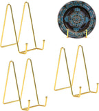 3 Pack 8 Inch Plate Stands for Display, Plate Holder Display Stand, Picture Frame Stand Black Metal Frame Holder Stands for Book,Small Easel,Decorative Plate,Photo and Platter,Tabletop Art-gold