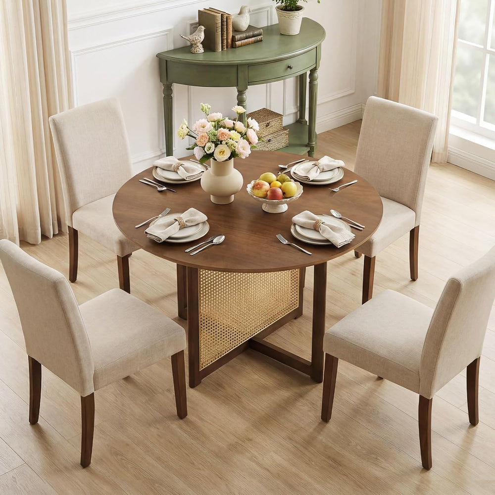 Giantex 37.5" Round Dining Table for 2-4, Farmhouse Kitchen Table with S...