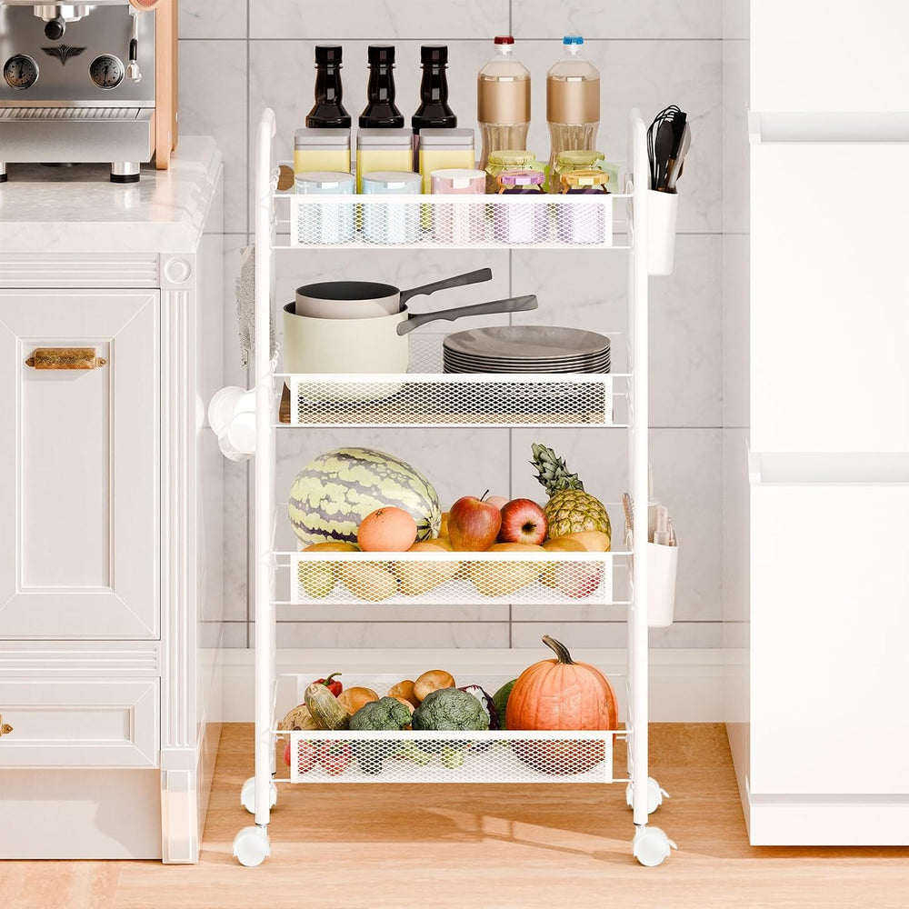 Fruit Vegetable Storage Basket, 3/4/5 Tier Stackable Metal Mesh Storage Baske...