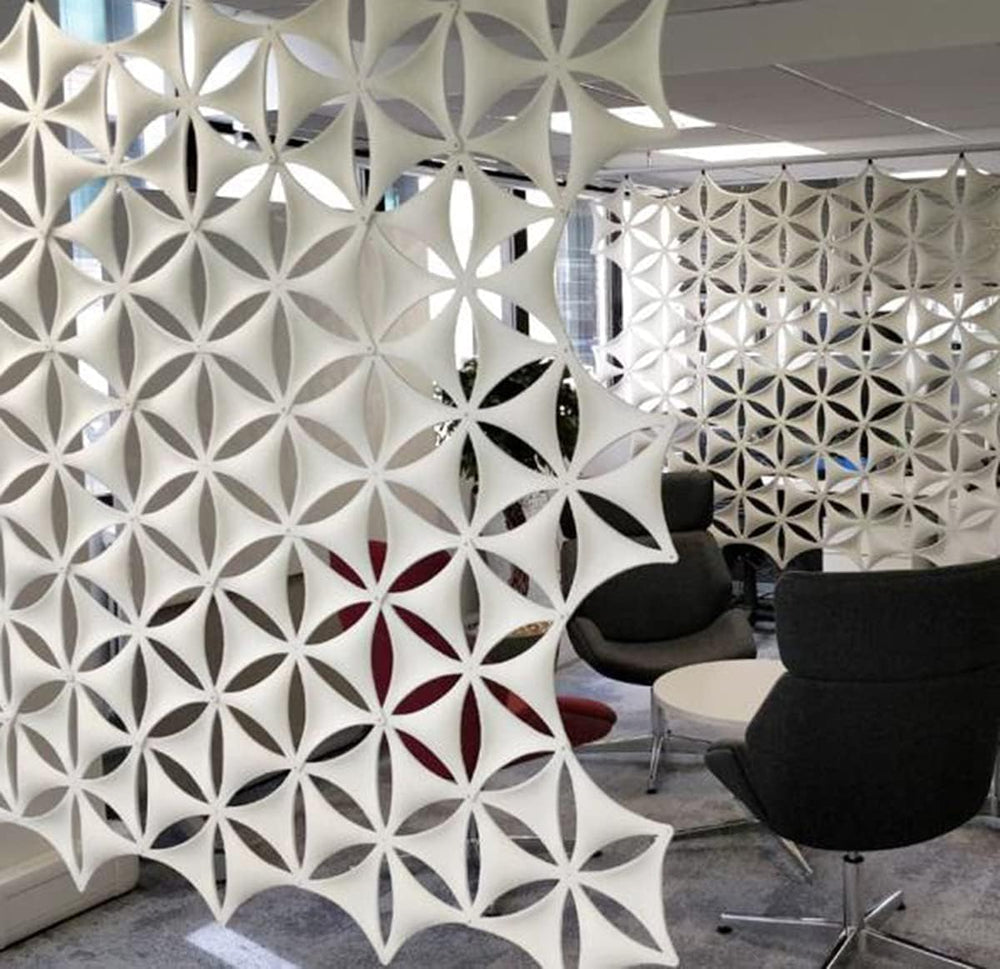 White 3D Flower Venus 14"x12" Hanging Room Divider Panel Felt Fiber...