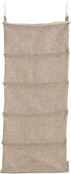 Household Essentials 10‑Pocket Hanging Shoe Organizer with Side‑by‑Side Canvas Storage and 2 Hooks for Support, Beige