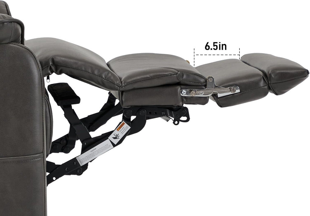 DYNOX 400 lbs Big and Tall Seniors Extended Footrest Power Lift Recliner Chair, Dual Motor, Extra-Wide Seat, Lay Flat, Heat & Massage, USB-C, Faux Leather Grey, 9298L