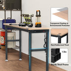 WORKPRO 72" Adjustable Workbench, 3000 LBS Load Capacity Hardwood Garage Workbench with Power Outlets, Rubberwood Top Heavy-Duty Workstation for Workshop, Garage