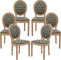 French Country Dining Chairs Set of 6, Olive Kitchen & Dining Room Chairs, Faux Leather Tufted Upholstered, Wood Legs, Sillas De Comedor (PU, Pine Green, 6Pcs)