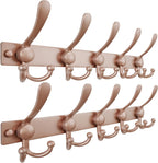 Dseap Coat Rack Wall Mount 2.0 Pro: Heavy Duty 300% Thicker, 16" Stud Mount, Stainless Steel Wall Coat Hooks Hanger for Clothes Jackets Hats Entryway Closet, MaxStrong Series, Rose Gold, Pack of 2