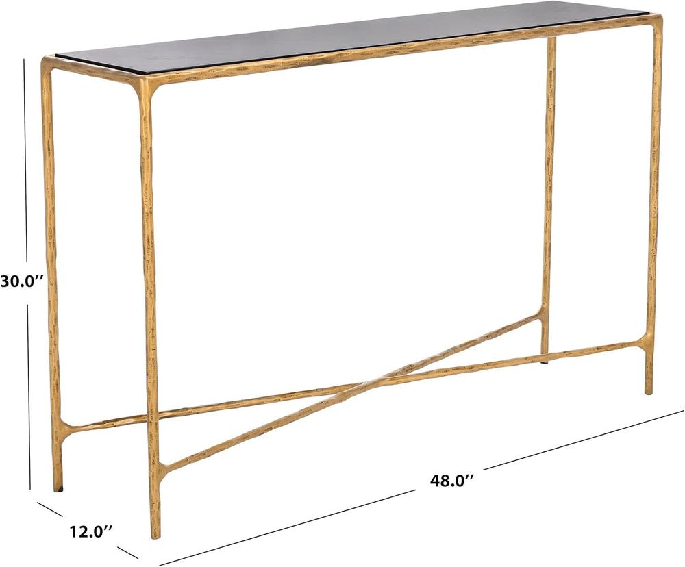 SAFAVIEH Couture Collection Jessa Brass Base & Black Marble Top Rectangul...