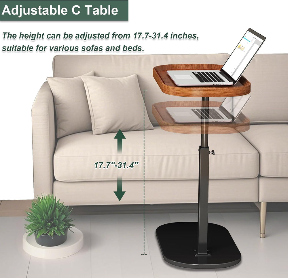 Adjustable Height C Shaped Side Table, Couch Tables That Slide Under, C Side ...