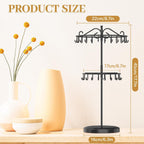 MODOWEY Rotating Necklace Holder Organizer Display Stand with 42 Hooks, 2 Tier Adjustable Metal Tree for Long Necklace Hanger Selling, Tall Spinning Bracelet Storage Rack for Men Women, Black