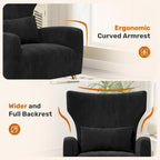 Luxanimarion Velvet Accent Chair Wingback for Living Room, High Back Arm Chair with Golden Legs Lumbar Pillow, Upholstered Single Sofa Bedroom Black