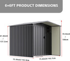 6×6 FT Metal Outdoor Storage Shed with Windows, Lockable Waterproof Sheds & Outdoor Storage, Garden Tool Shed for Lawn Mower & Backyard Patio, Dark Gray (No Floor)