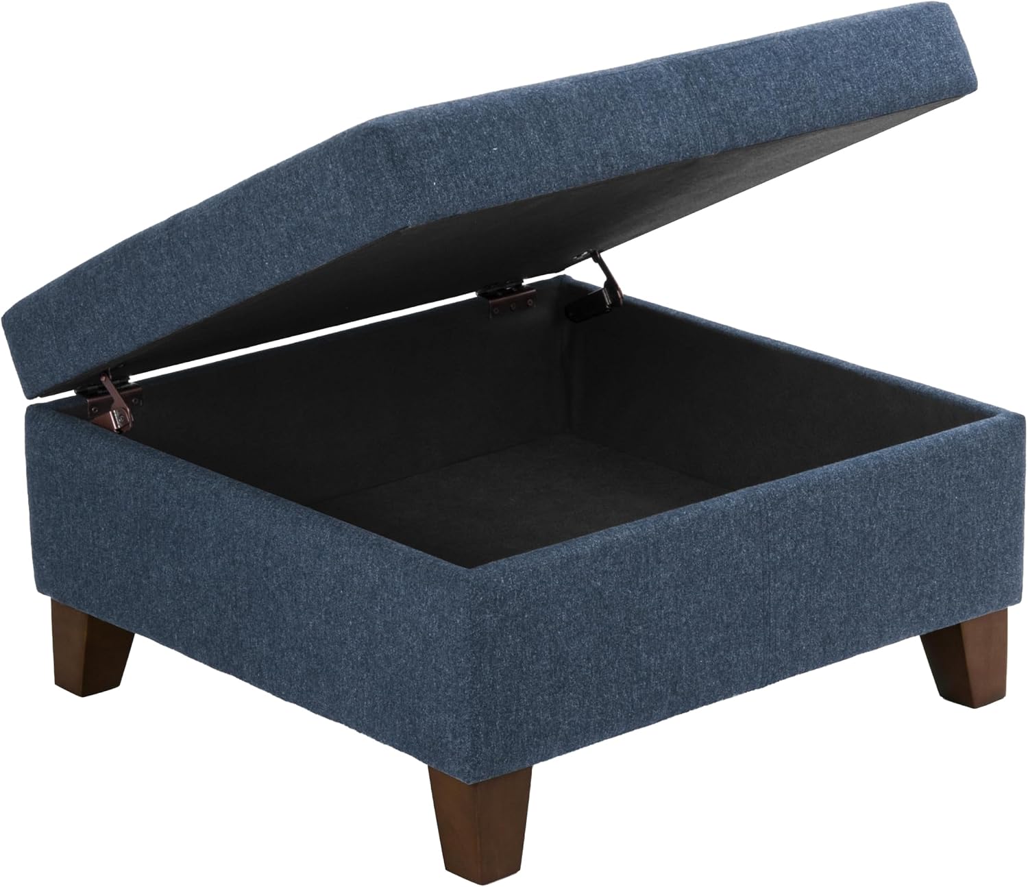 HomePop Harper Luxury 28" Storage Ottoman - Blue Woven Fabric
