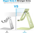 OMOTON Adjustable Tablet Stand for Desk, Upgraded Longer Arms for Greater Stability, T2 Tablet Holder with Hollow Design for Bigger Sized Phones and Tablets Such as iPad Pro/Air/Mini, Green