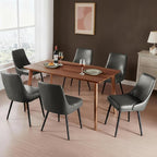 Modern Upholstered Dining Chairs Set of 6 with Thick Seat Cushion and Curved Back, Synthetic Leather Mid-Century Dinner Chair for Kitchen, Dining Room,Cafe (Faux Leather-Gray, Set of 6)